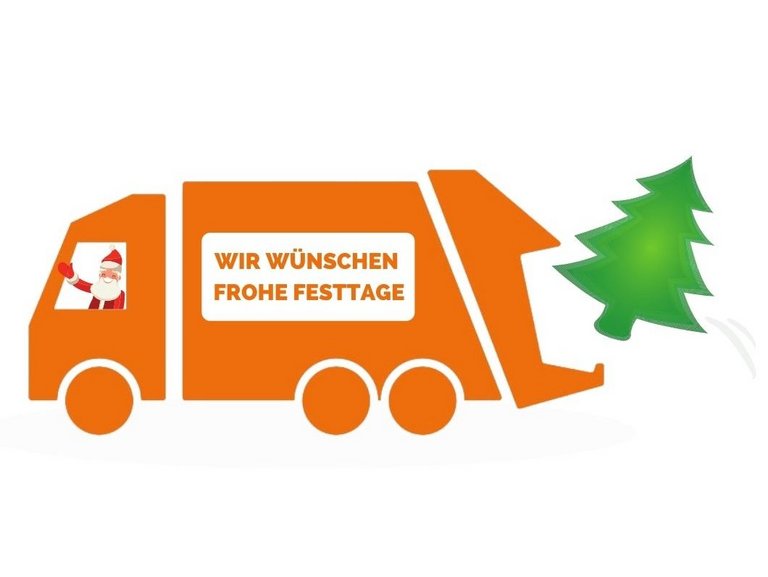 Grafik Abfallsammelfahrzeug mit Tannenbaum von bonnorange