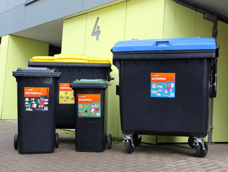 Aufkleber Abfallberatung Mülltonnen mit Aufklebern von bonnorange.