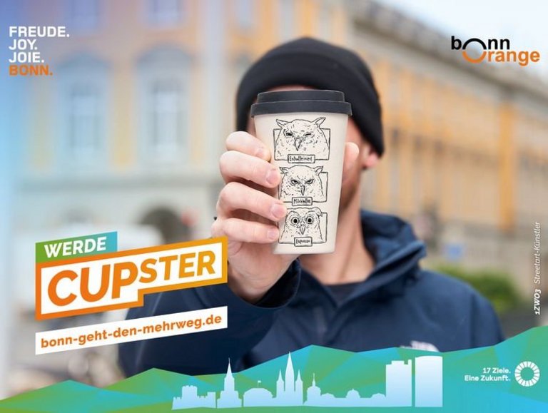 Plakat von "Werde Cupster: Bonn geht den Mehrweg"