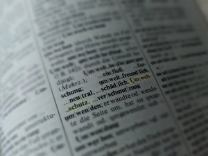 Aufgeschlagener Duden beim Wort "Umweltschutz"